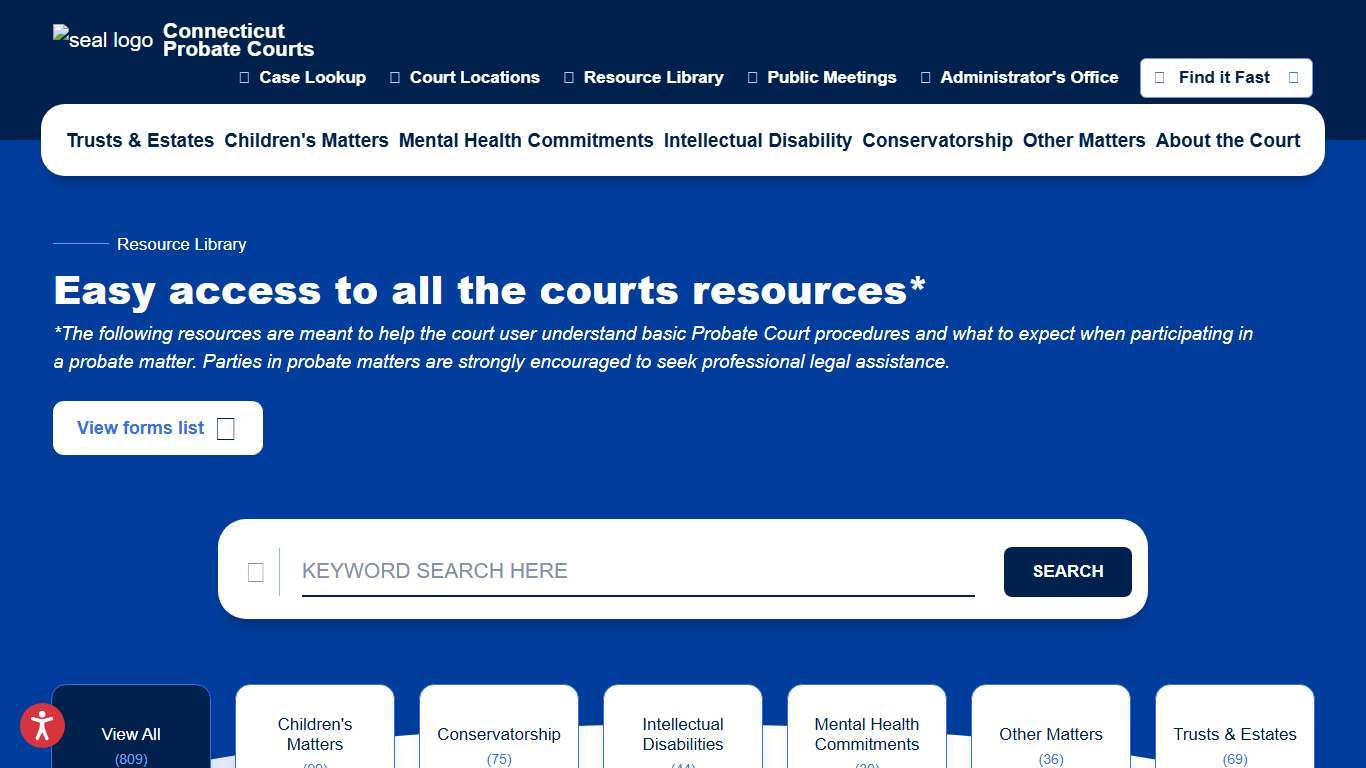 Resource Library Connecticut Probate Courts